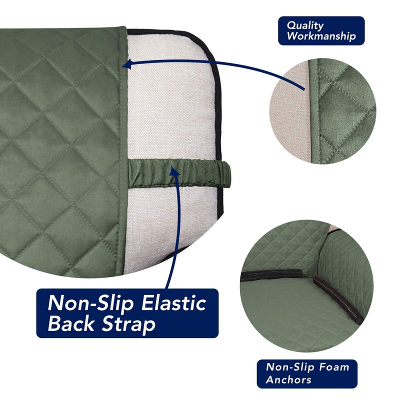 PureFit Reversible Quilted Sofa Cover, Water Resistant Slipcover Furniture Protector, Washable Couch Cover with Non Slip and Elastic Straps for Kids, Pets (Oversized Sofa, Greyish Green/Beige) - Image 3